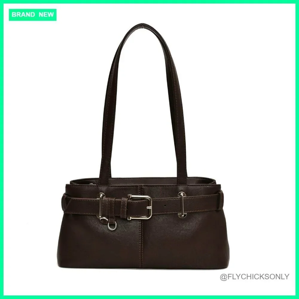 Vintage Y2K Hobo Shoulder Bag PU Leather Underarm Satchel Handbag